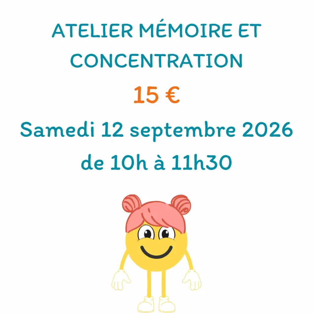 Atelier mémoire et concentration - Samedi 12 septembre 2026 - de 10h à 11h30