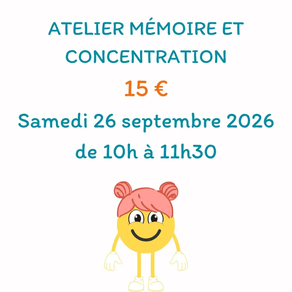 Atelier mémoire et concentration - Samedi 26 septembre - de 10h à 11h30