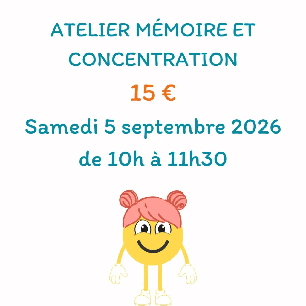 Atelier mémoire et concentration - Samedi 5 septembre 2026 - de 10h à 11h30